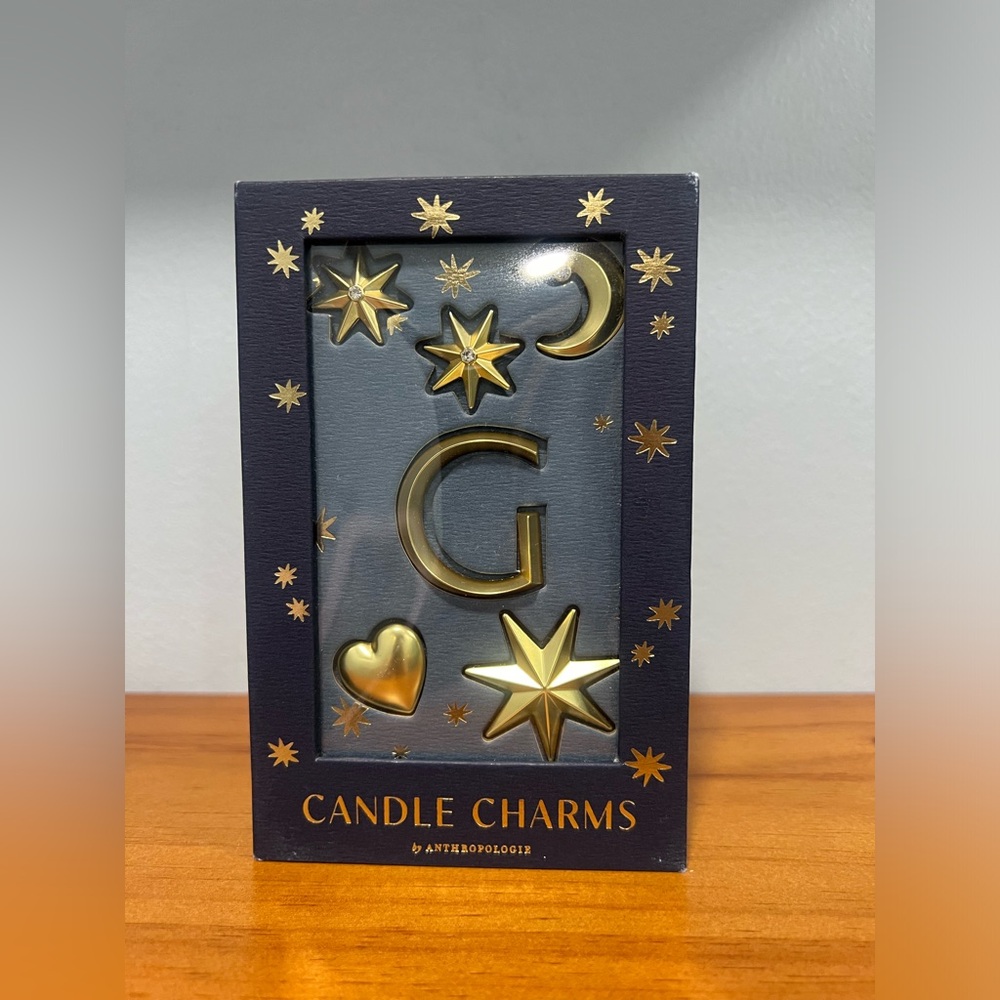 ANTHROPOLOGIE NIB Monogram Candle Charms Pins Decor Letter G in Gift Box NEW